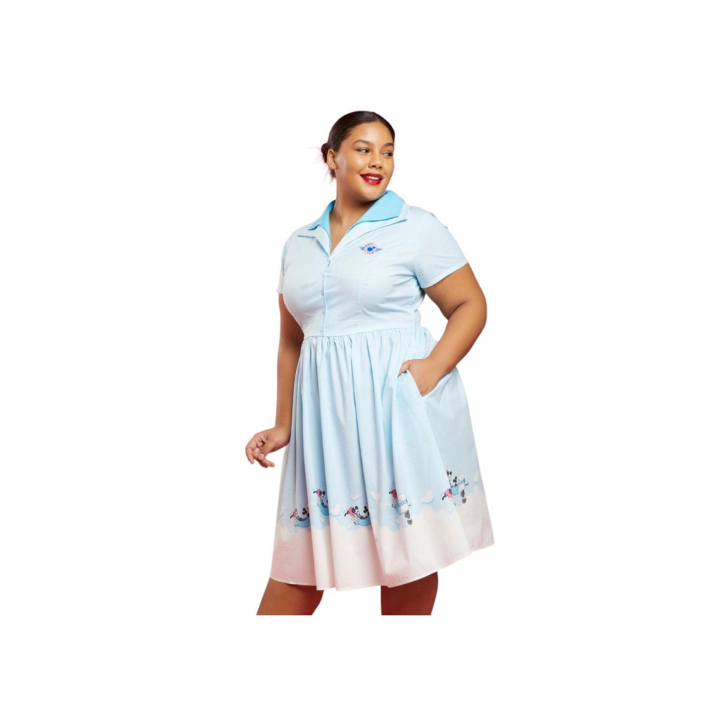 Her Universe Disney Mickey Mouse Minnie Mouse Airplane Retro Dress Plus Size 2X